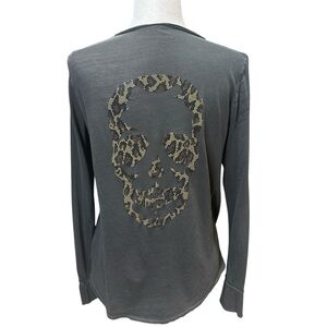 Zadig & Voltaire Charcoal Mineral Long Sleeve with Leopard Skull